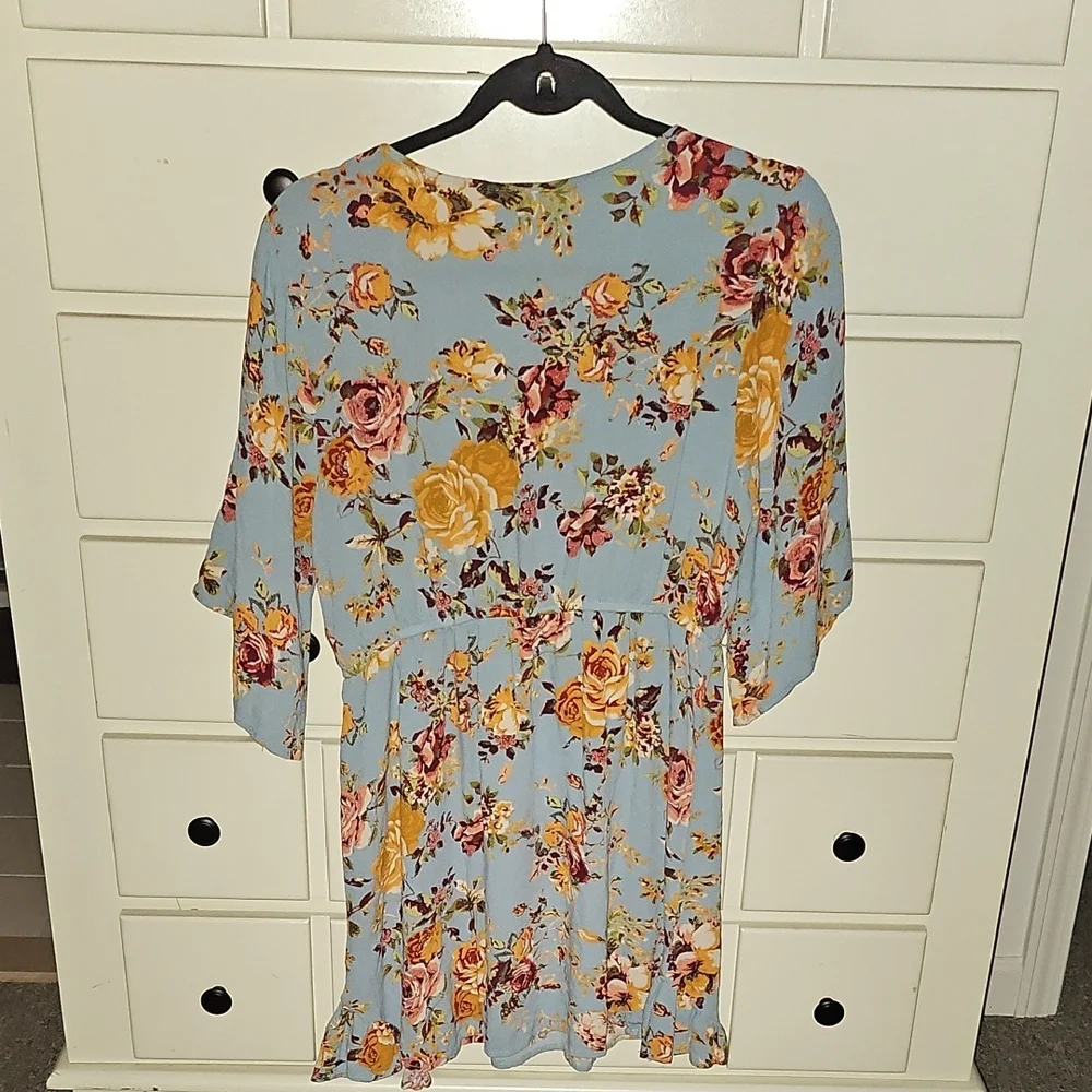 Xhilaration Floral Dress - Blue and Yellow - Picture 3 of 3